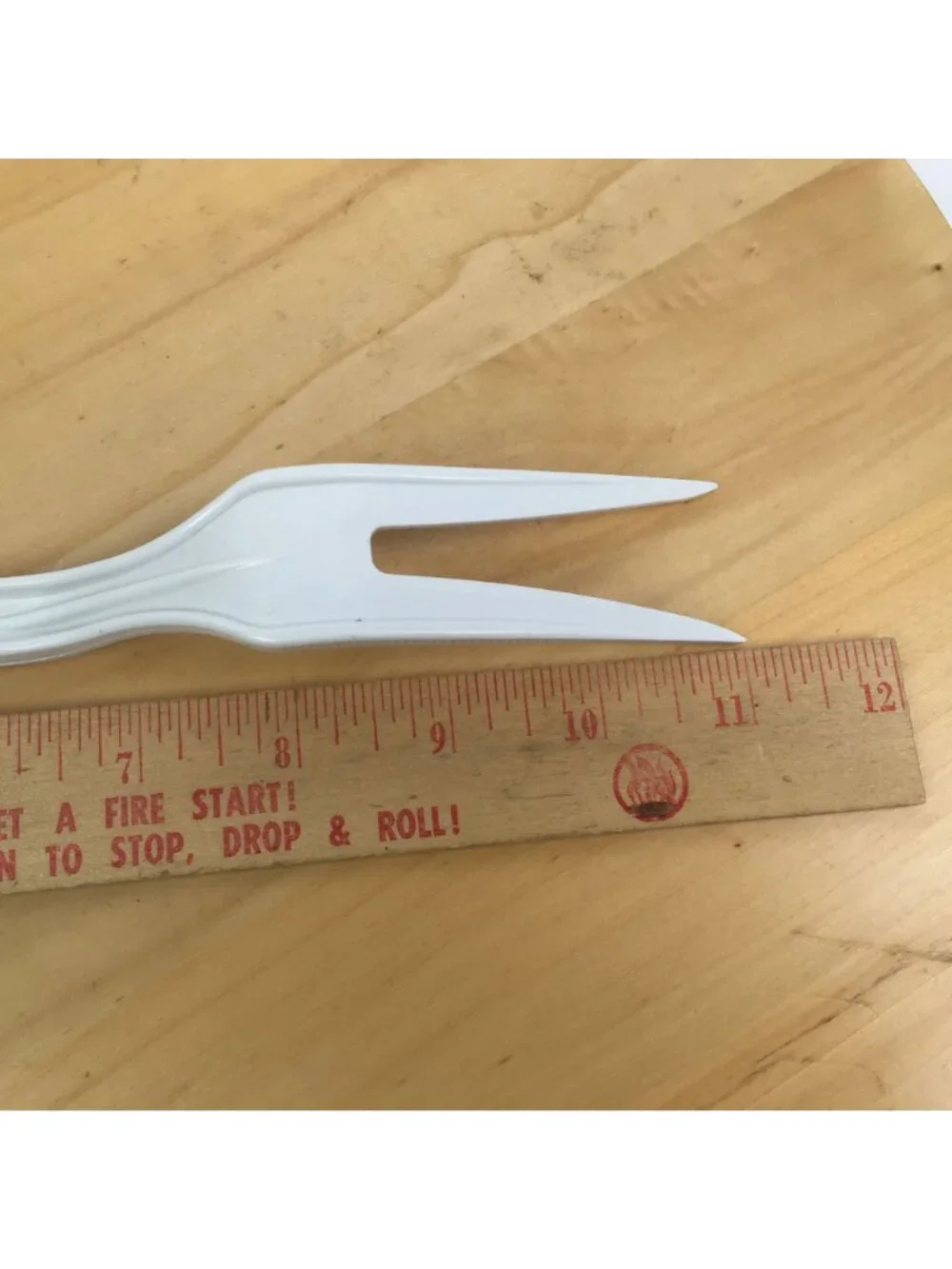 Vintage Tailor Made Products White Meat Fork Made USA Plastic Nylon